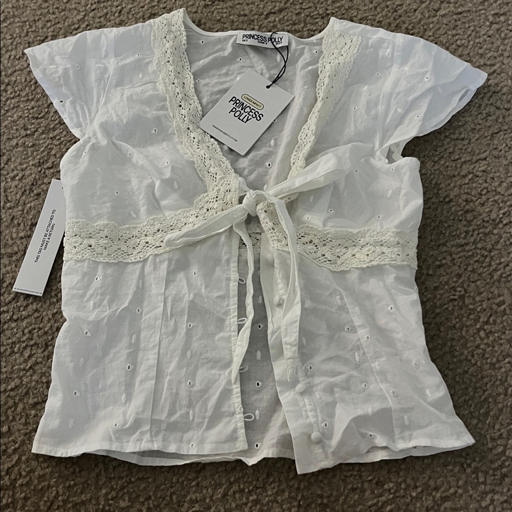 NWT Princess Polly Tullock Top White Low Impact